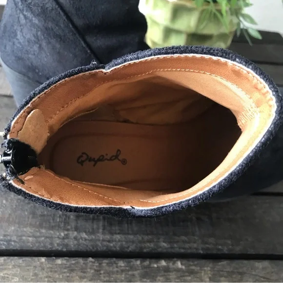 Qupid Tobin-13 Black Distressed Ankle Boots Faux Leather Booties - Picture 8 of 11